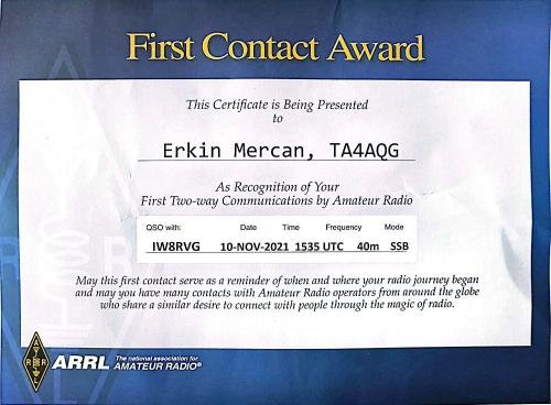 ARRL First Contact Award